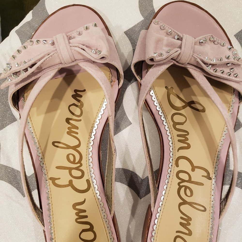 Sam Edelman Dariel Bow Sandal Pink Suede w studs